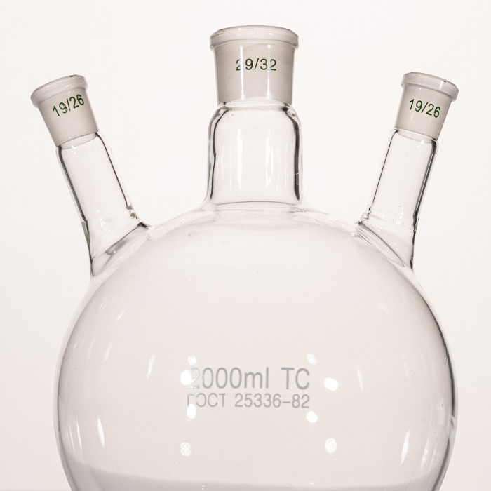 Колба трехгорлая 2000 мл, КГУ-3-1-2000-29/32-19/26-19/26 ТС