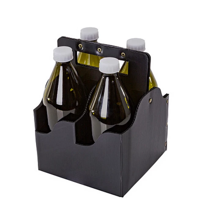 Переноска на 4 бутылки до 90мм диаметром, 200х200х260, п/п, гофра