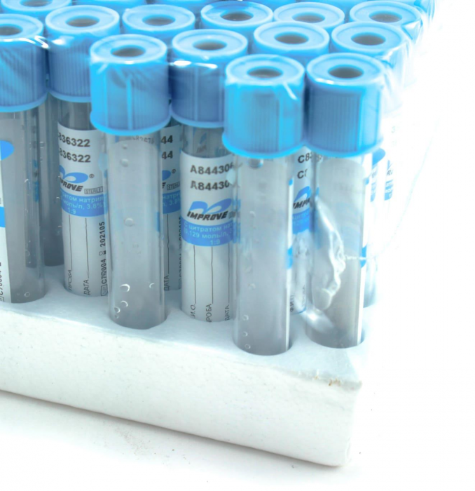 Вакуумные пробирки с цитратом натрия 3,2% Improvacuter 3,6 мл 13×75 мм для коагулологии