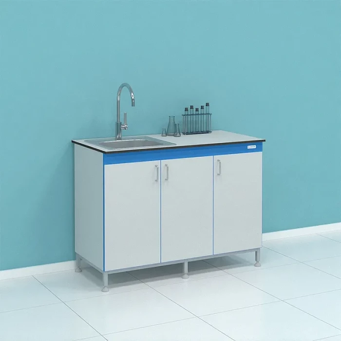 Мойка лабораторная с глухими дверцами и чашей из нержавеющей стали СТ.МЛН.120.60.90