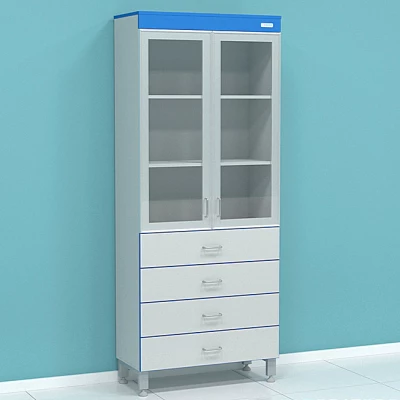 Шкаф лабораторный с ящиками и стеклянными дверцами СТ.Ш-АЛ.СЯ.80.60.197