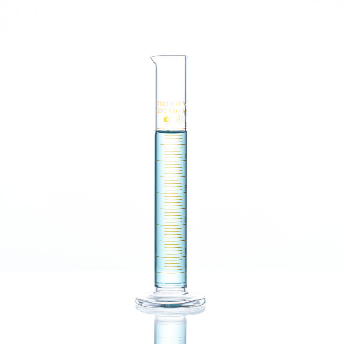 Цилиндр мерный 50 мл, стеклянное основание, носик, 1-50-2