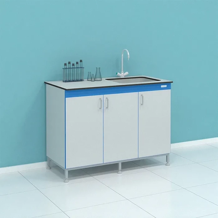 Мойка лабораторная с глухими дверцами и чашей из полипропилена СТ.МЛП.120.60.90 ПП