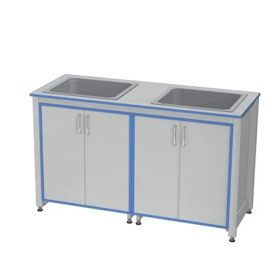 Стол-мойка лабораторный (две раковины из нержавеющей стали) ПР.МЛ2Н.150.60.90