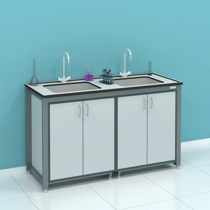 Стол-мойка лабораторный (две раковины из нержавеющей стали) ПР.МЛ2Н.150.60.90