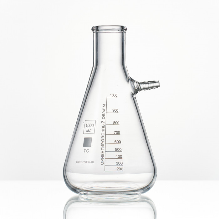 Колба Бунзена 1000 мл (с тубусом) 1-1000, с цилиндрической горловиной