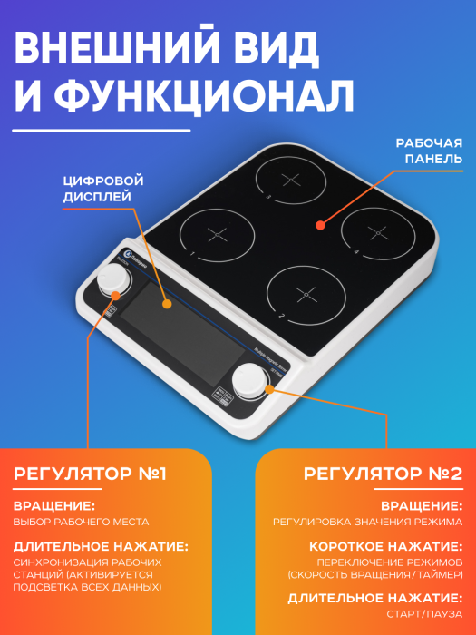Магнитная мешалка 9-местная, 9х500мл Лаборио MMS9 PRO