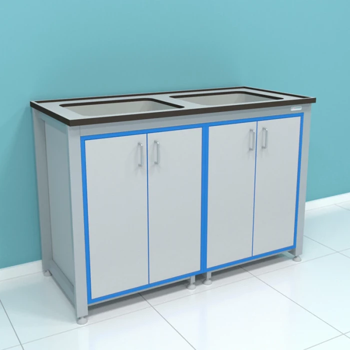 Стол-мойка лабораторный серии "Прагматик" (раковины из полипропилена) ПР.МЛ2П.130.60.90 ПП