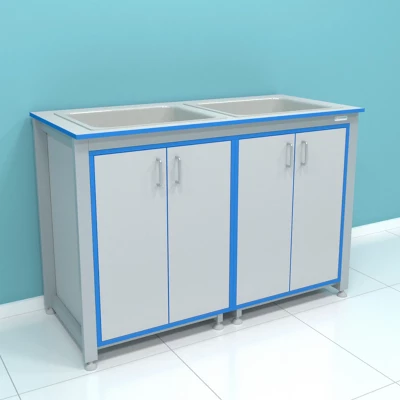 Стол-мойка лабораторный серии "Прагматик" (раковины из полипропилена) ПР.МЛ2П.130.60.90 ПП