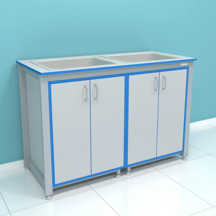 Стол-мойка лабораторный серии "Прагматик" (раковины из полипропилена) ПР.МЛ2П.130.60.90 HPL16