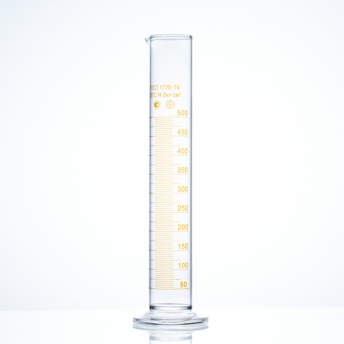 Цилиндр 500 мл (мерный: исполнение 1 - на стеклянном основании), 1-500-2