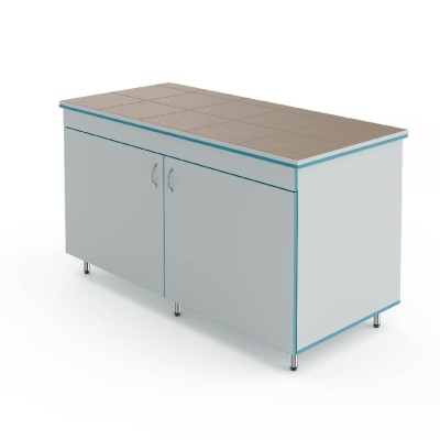 Лабораторный торцевой стол со столешницей из керамогранитной плитки Теолаб СЛТ НВК 1500 КГ