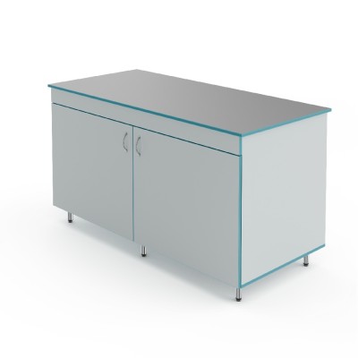 Лабораторный торцевой стол со столешницей из химстойкого пластика Теолаб СЛТ НВК 1500 ПЛАСТ