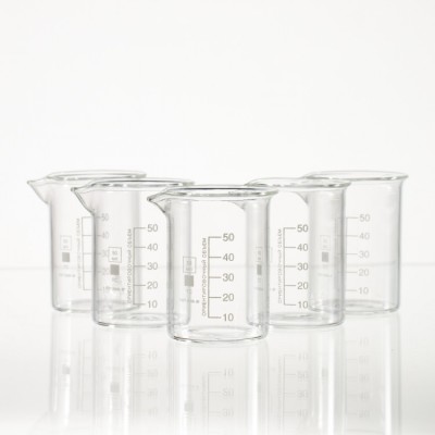 Набор лабораторных стаканов (тип В, высокий с делениями и носиком, термостойкий) ТС 50 мл, 5 штук, 9061