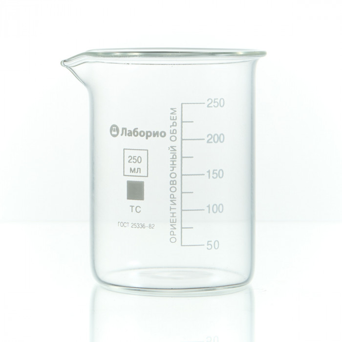 Набор лабораторных стаканов (тип Н, низкий с делениями и носиком, термостойкий) ТС 2000, 1000, 500, 250, 50 мл, 6998