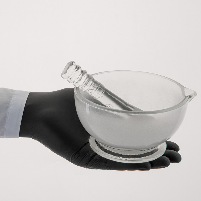 Ступка стеклянная с пестиком, диаметр 120 мм