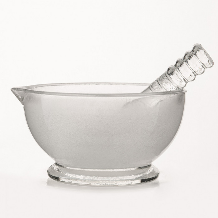 Ступка стеклянная с пестиком, диаметр 120 мм