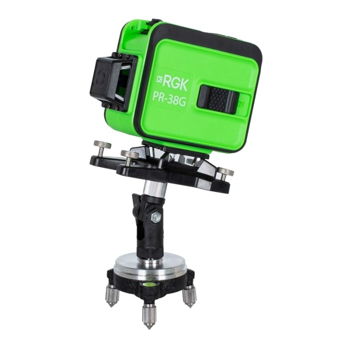 Комплект: лазерный уровень RGK PR-38G + штанга-упор RGK CG-2