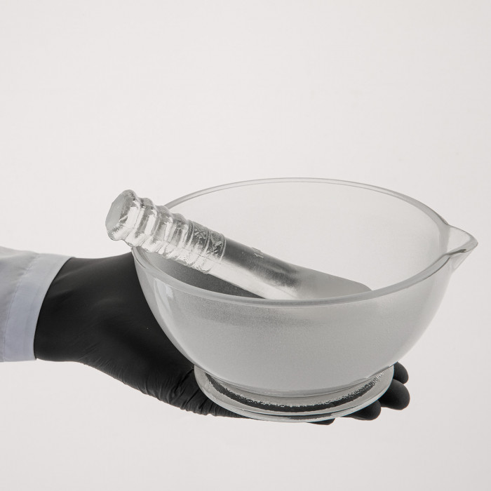 Ступка стеклянная с пестиком, диаметр 150 мм