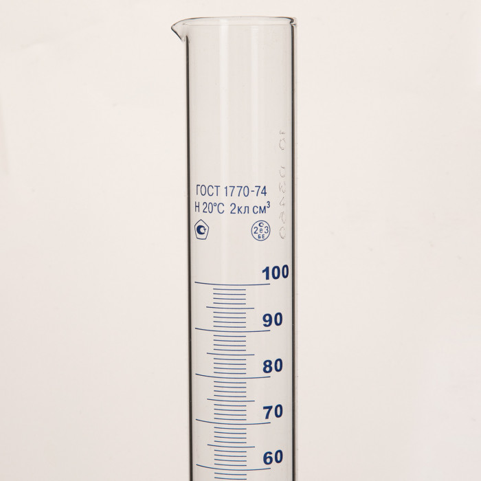 Цилиндр 100 мл (мерный: исполнение 3 - на полиэтиленовом основании), Цилиндр 3-100-2