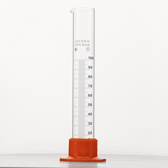 Цилиндр 100 мл (мерный: исполнение 3 - на полиэтиленовом основании), Цилиндр 3-100-2