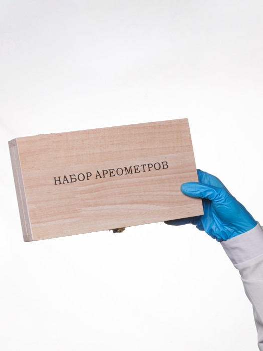 Профессиональный набор ареометров НАСП-3-1 (термометр спиртовой, колба в деревянном футляре)